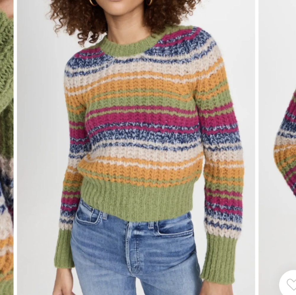 MOTHER Inset Puff Sleeve Crop Sweater